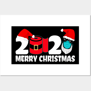 Merry Christmas 2020 Quarantine Xmas Santa Face Mask Gifts Posters and Art